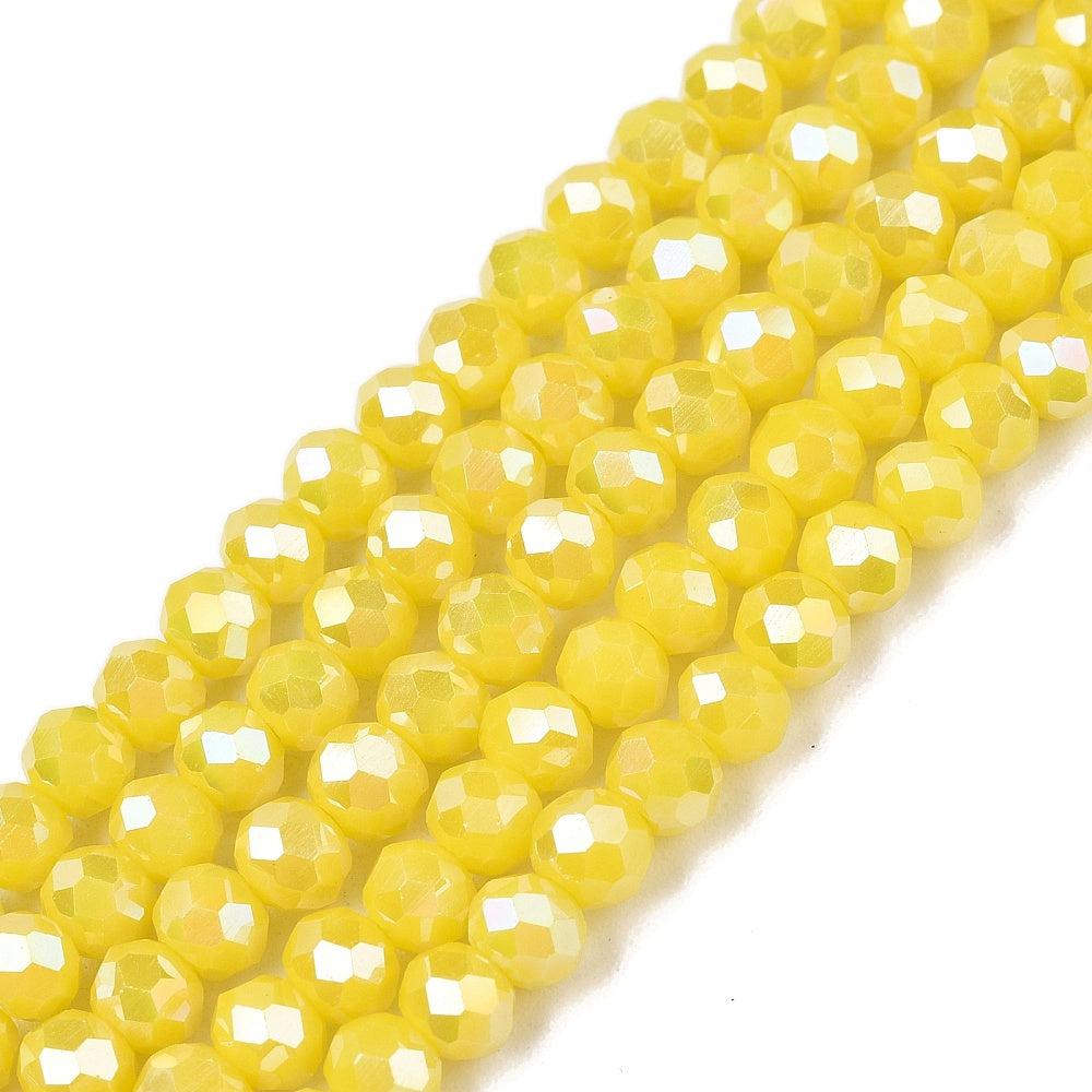 Facet electroplated AB plated yellow 4x3mm - ±113 stuks-Kralen-Kraaltjes van Renate