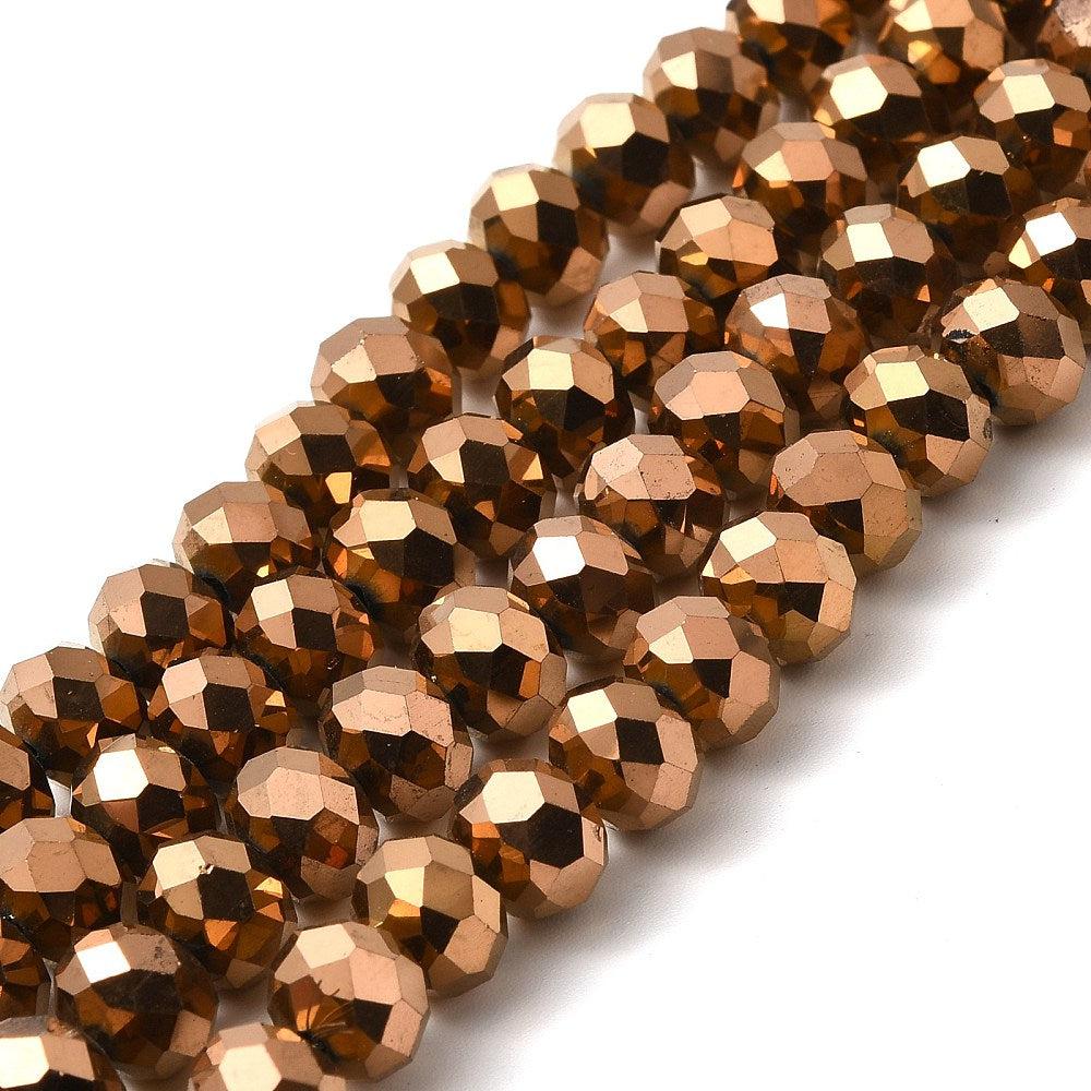 Facet electroplated copper plated 8x6mm - ±60 stuks-Kralen-Kraaltjes van Renate