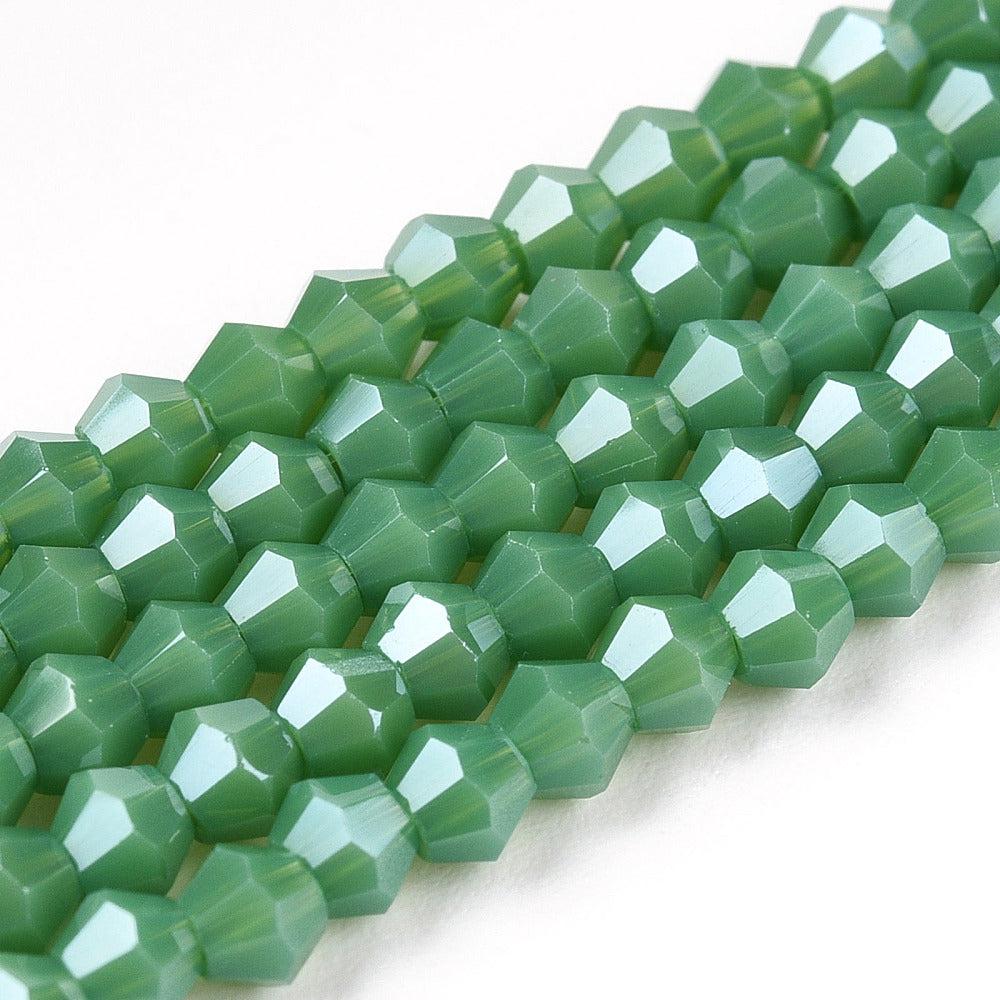 Facet electroplated green 3x2,5mm- per 145 stuks-Kralen-Kraaltjes van Renate