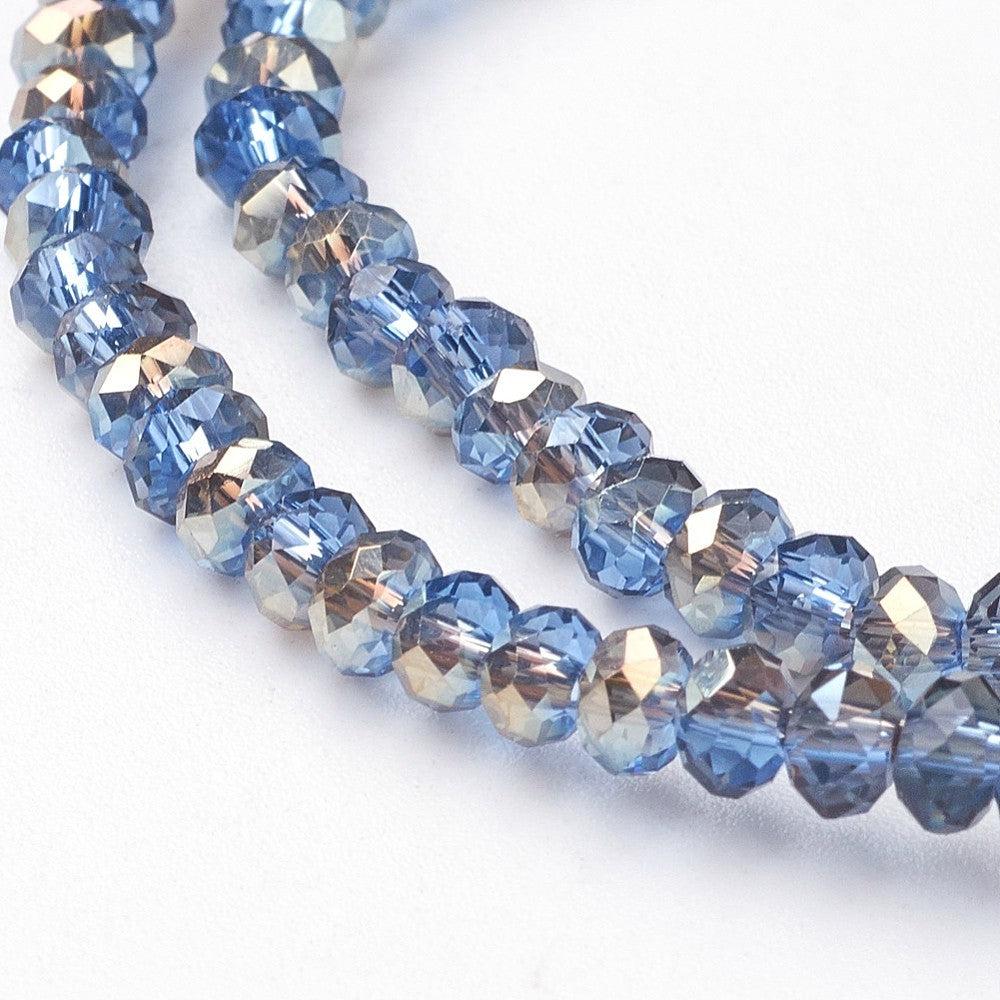 Facet electroplated light blue plated 4x3mm - ±140 stuks-Kralen-Kraaltjes van Renate