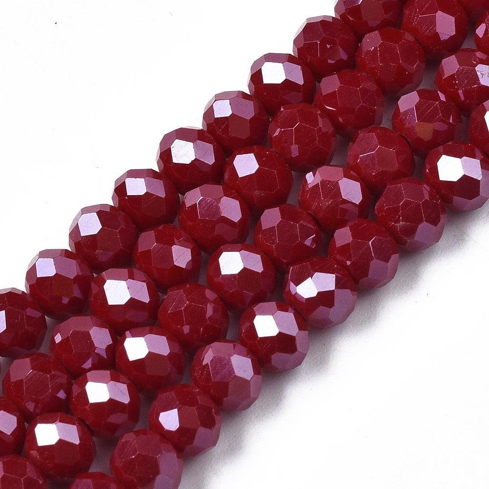 Facet electroplated luster plated red 4x3mm - ±113 stuks-Kralen-Kraaltjes van Renate