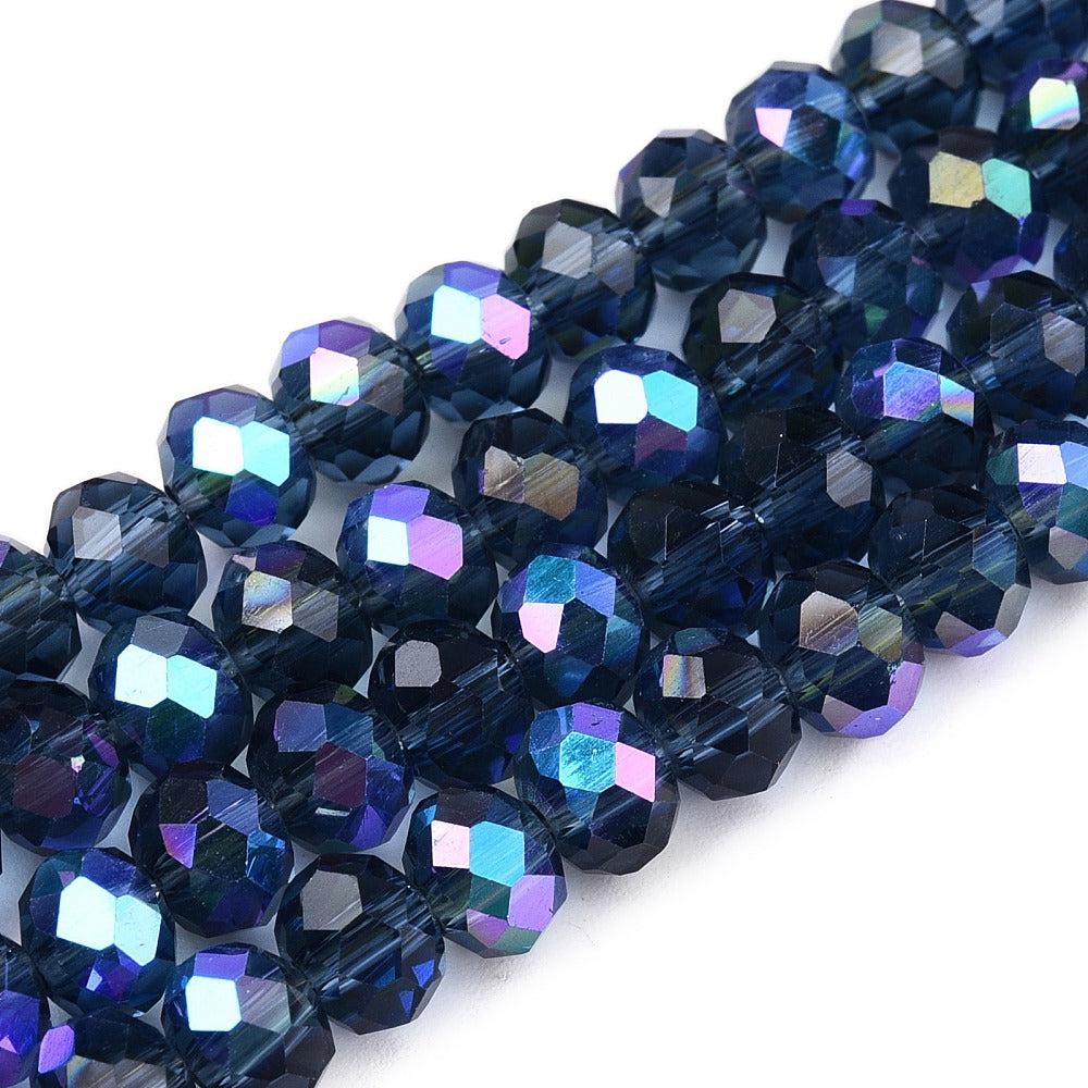 Facet electroplated rainbow plated marine blue 6x5mm - ±80 stuks-Kralen-Kraaltjes van Renate