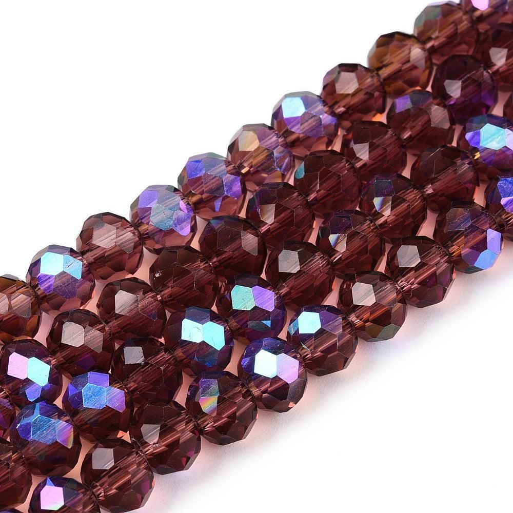 Facet electroplated rainbow plated purple 6x5mm - ±80 stuks-Kralen-Kraaltjes van Renate