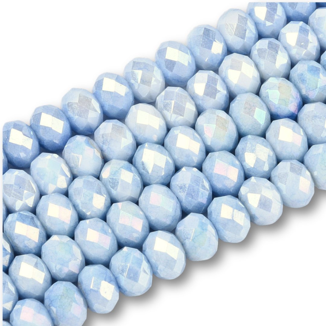 Facet electroplated rondel AB LichtBlauw 6mm - ±45 stuks-Kralen-Kraaltjes van Renate