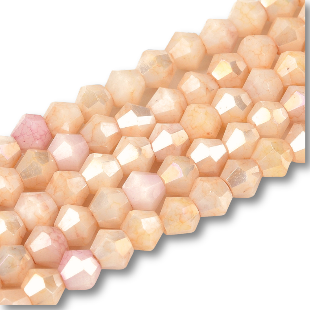 Facet electroplated rondel AB Peach 4mm - ±80 stuks-Kralen-Kraaltjes van Renate