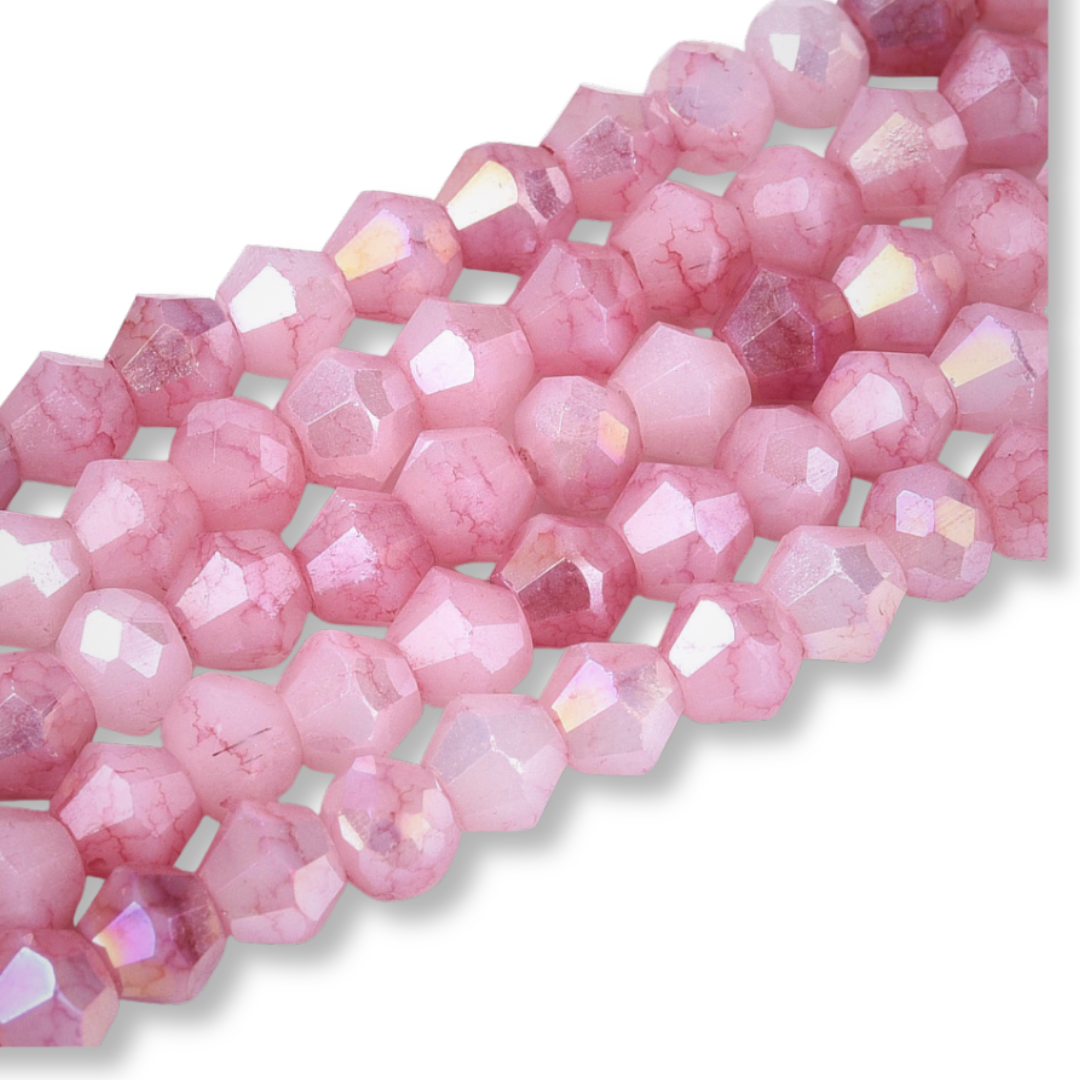 Facet electroplated rondel AB Pink 4mm - ±80 stuks-Kralen-Kraaltjes van Renate