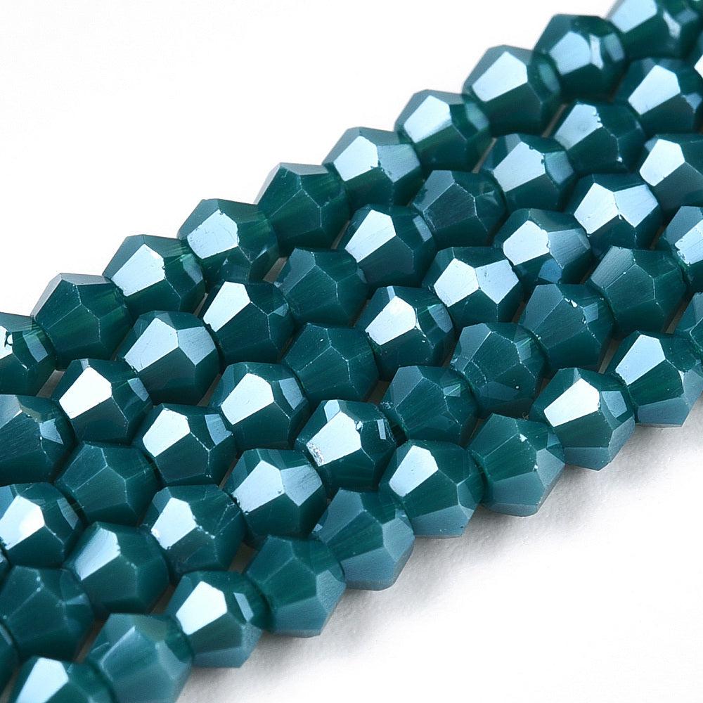 Facet electroplated teal 3x2,5mm- per 145 stuks-Kralen-Kraaltjes van Renate