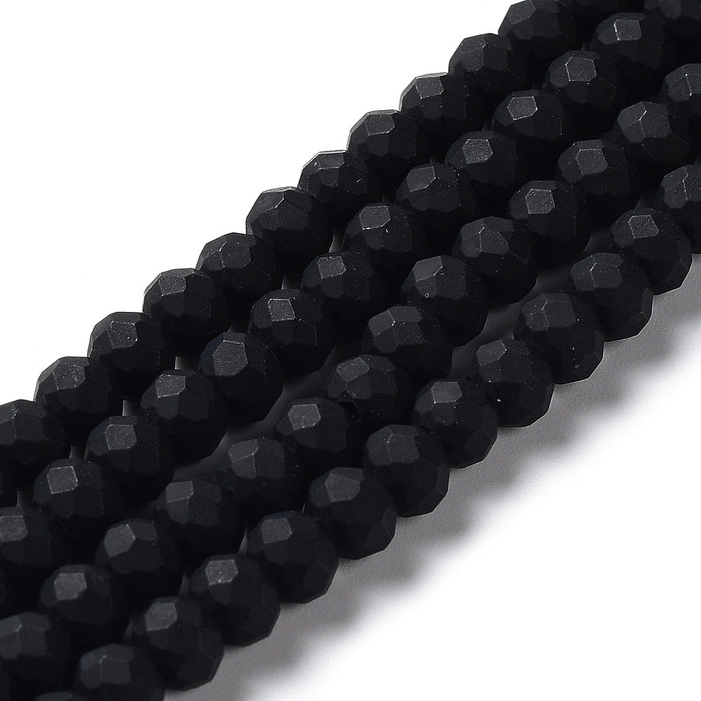 Facet frosted black 3mm- per ±120-Kralen-Kraaltjes van Renate