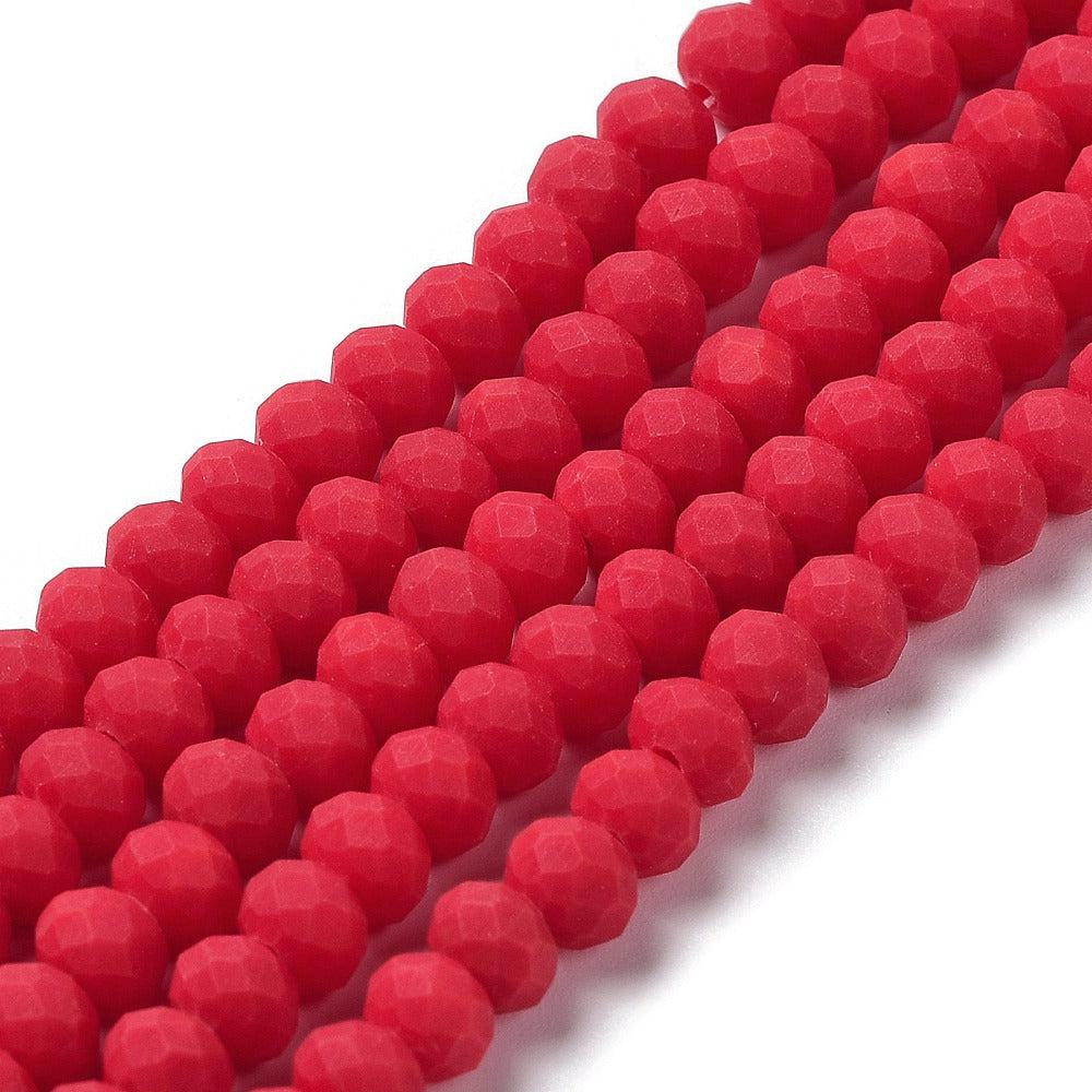 Facet frosted crimson 3mm- per ±120-Kralen-Kraaltjes van Renate