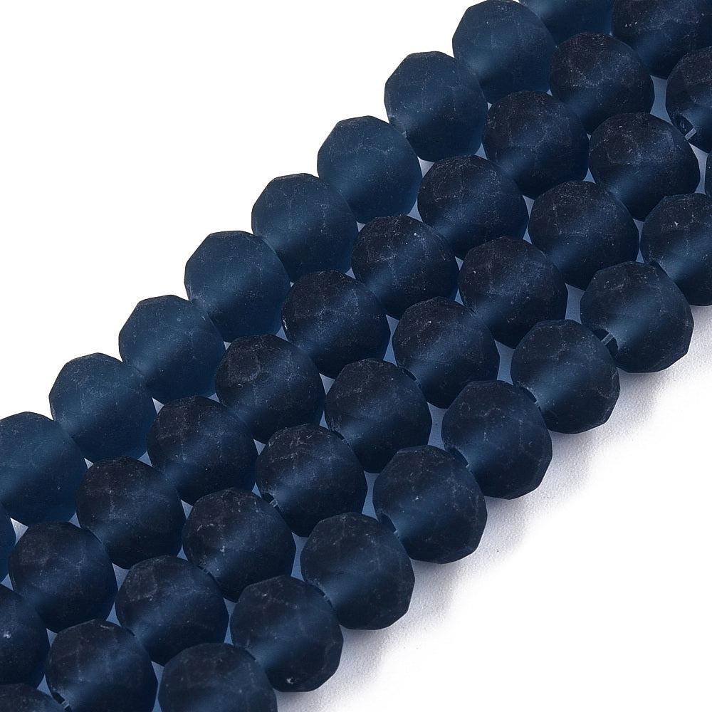 Facet frosted marine blue 8mm - ±64 stuks-Kralen-Kraaltjes van Renate