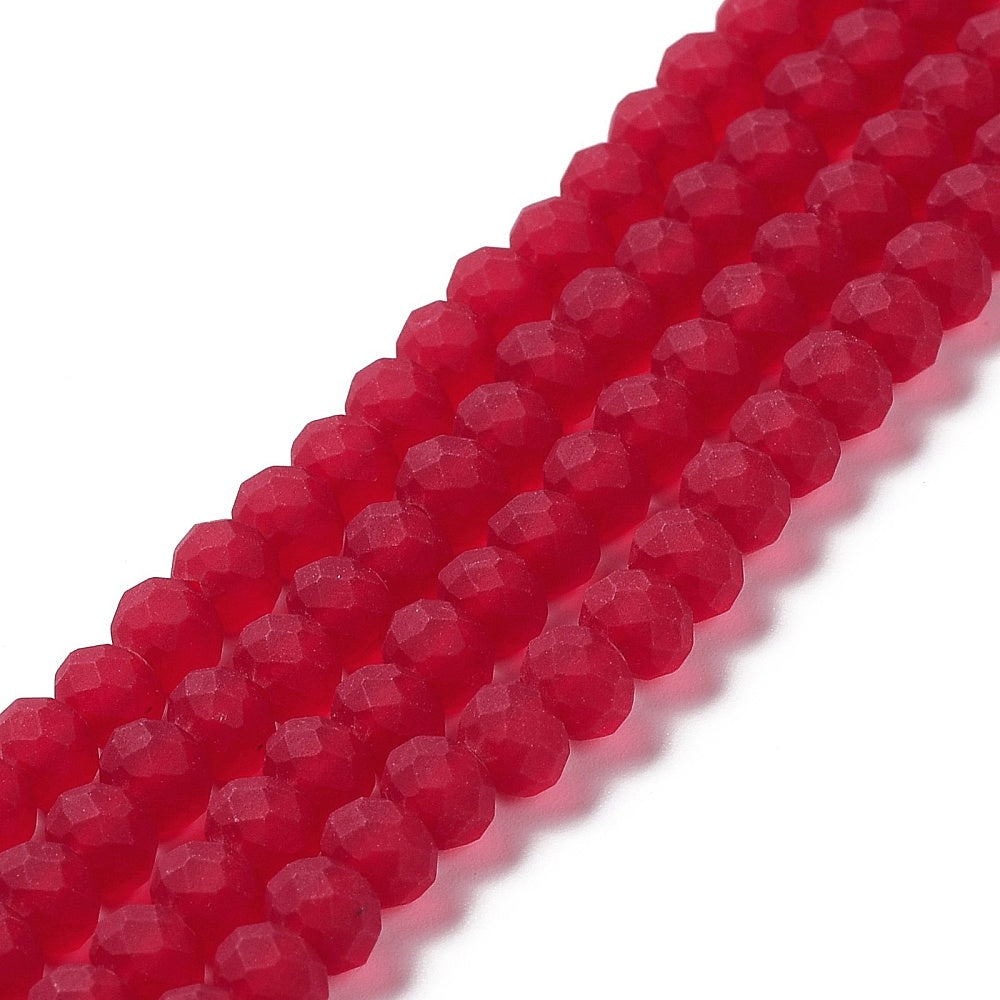 Facet frosted red 3mm- per ±120-Kralen-Kraaltjes van Renate