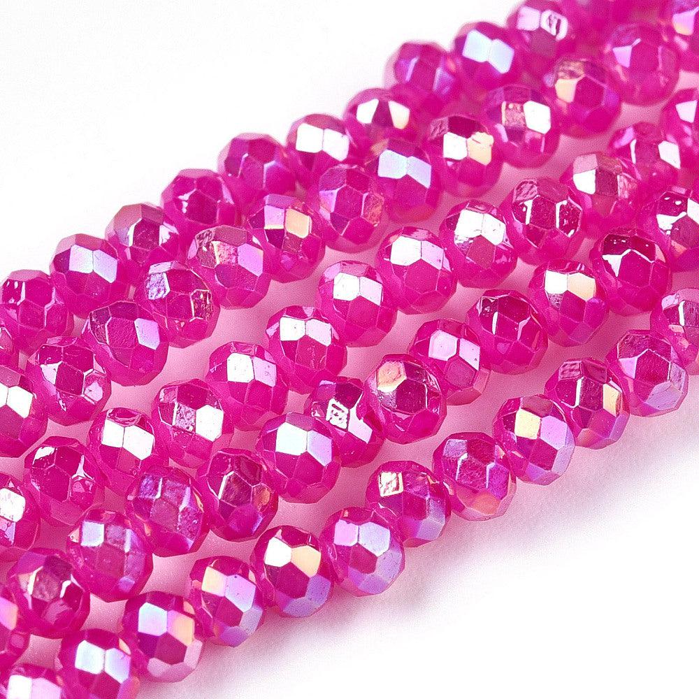 Facet fuchsia AB rondelle 3x2mm - ±160 stuks-Kralen-Kraaltjes van Renate