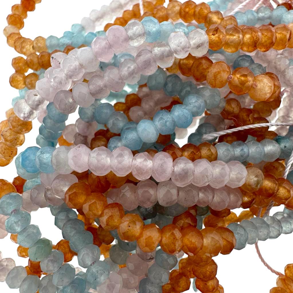 Facet kraal oranje blauw roze 4mm - ±55 stuks-Kralen-Kraaltjes van Renate
