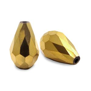 Facet kralen druppel Goudbrons 15x10mm - 4 stuks-Kraaltjes van Renate