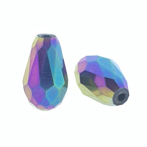 Facet kralen druppel Holografisch 15x10mm - 4 stuks-Kraaltjes van Renate