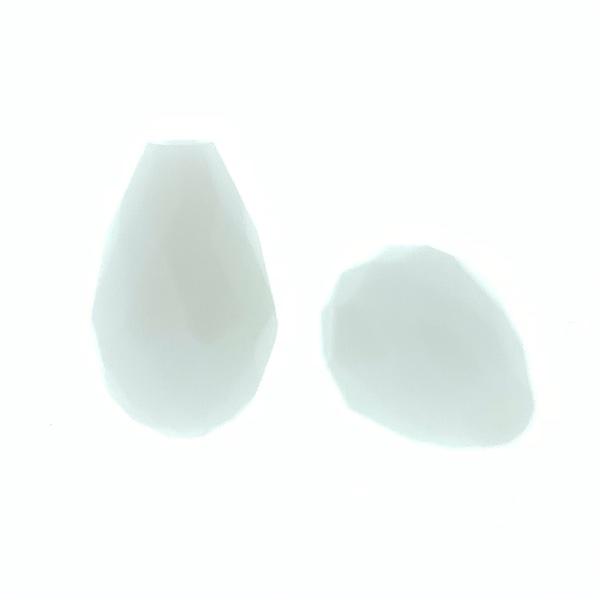 Facet kralen druppel Wit 15x10mm - 4 stuks-Kraaltjes van Renate