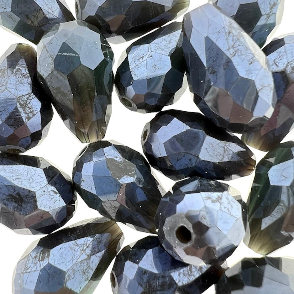 Facet kralen druppel dark blue 15x10mm - per stuk-Kralen-Kraaltjes van Renate