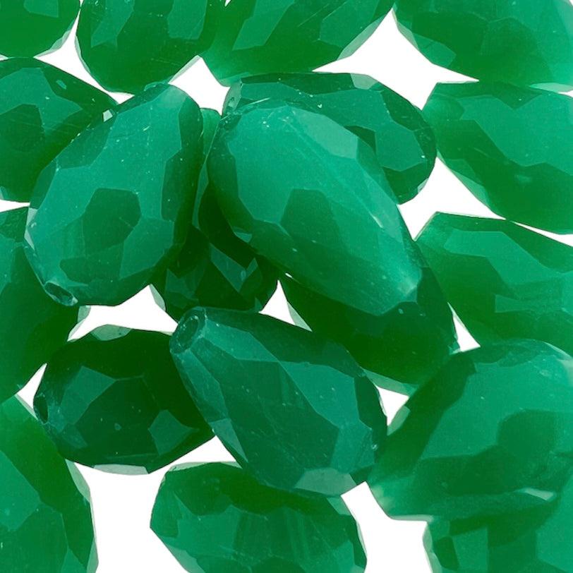 Facet kralen druppel groen 15x10mm - per stuk-Kralen-Kraaltjes van Renate