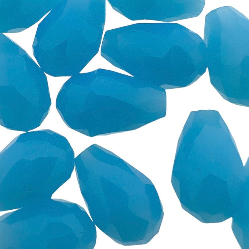 Facet kralen druppel licht blauw 15x10mm - per stuk-Kralen-Kraaltjes van Renate