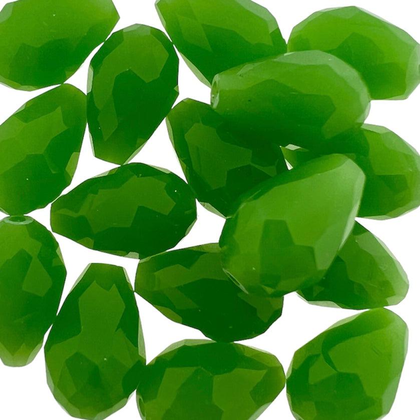 Facet kralen druppel light green 15x10mm - per stuk-Kralen-Kraaltjes van Renate