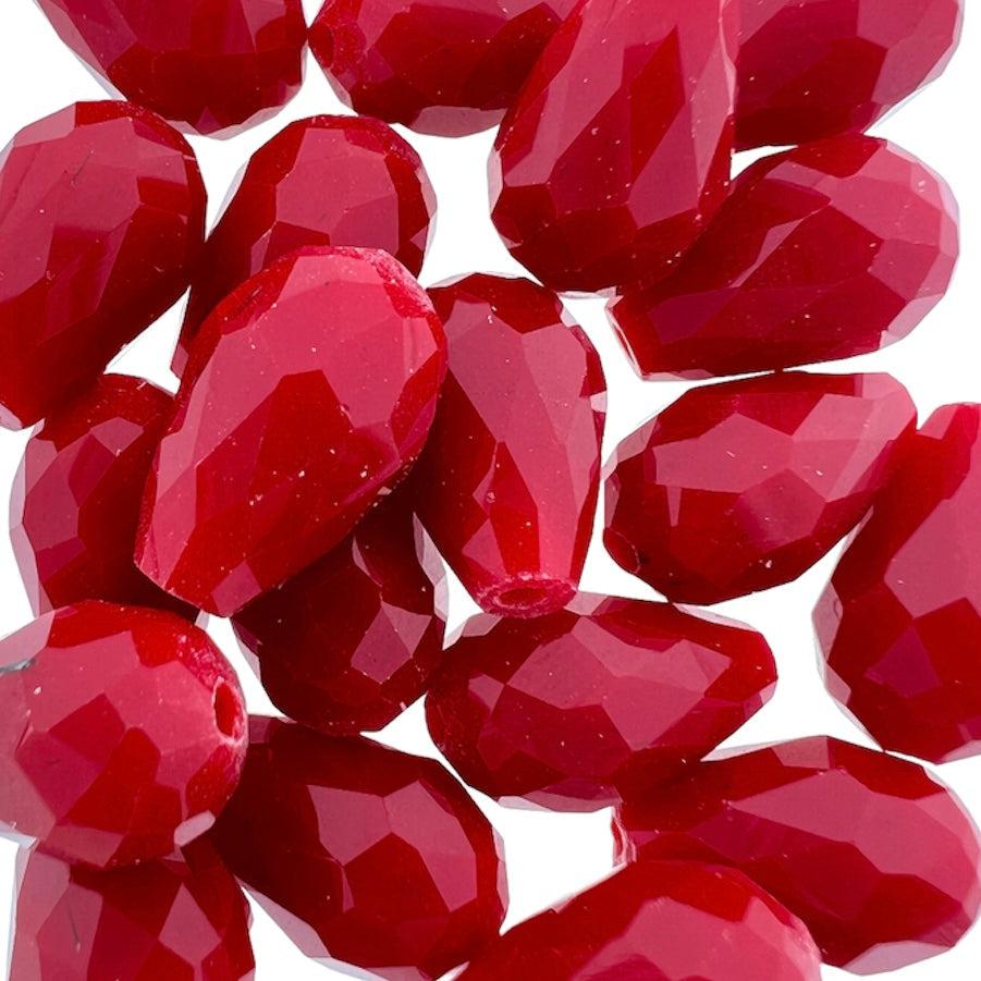 Facet kralen druppel rood 15x10mm - per stuk-Kralen-Kraaltjes van Renate