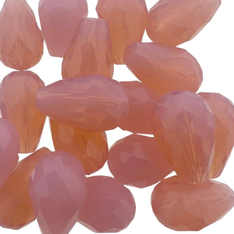 Facet kralen druppel roze 15x10mm - per stuk-Kralen-Kraaltjes van Renate