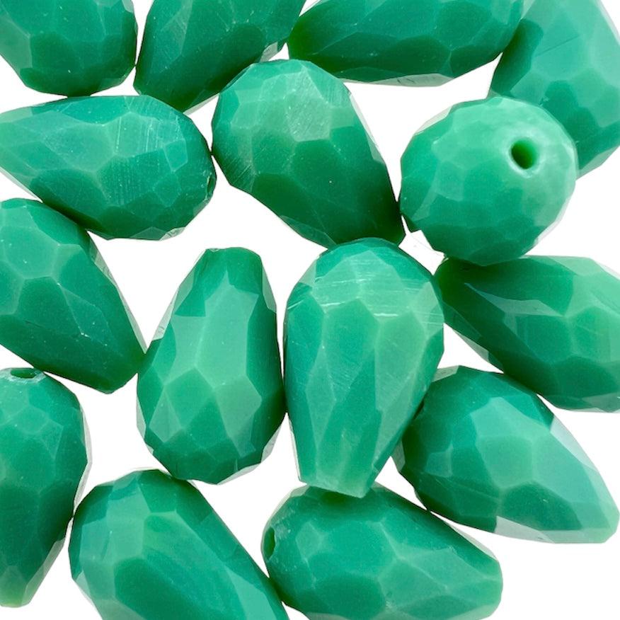 Facet kralen druppel turquoise groen 15x10mm - per stuk-Kralen-Kraaltjes van Renate