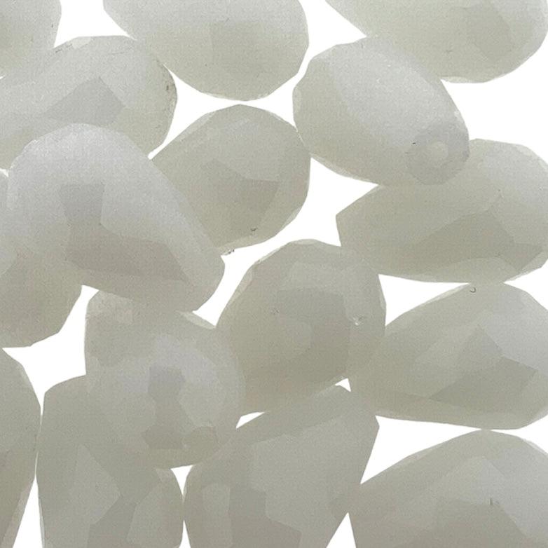 Facet kralen druppel wit 15x10mm - per stuk-Kralen-Kraaltjes van Renate