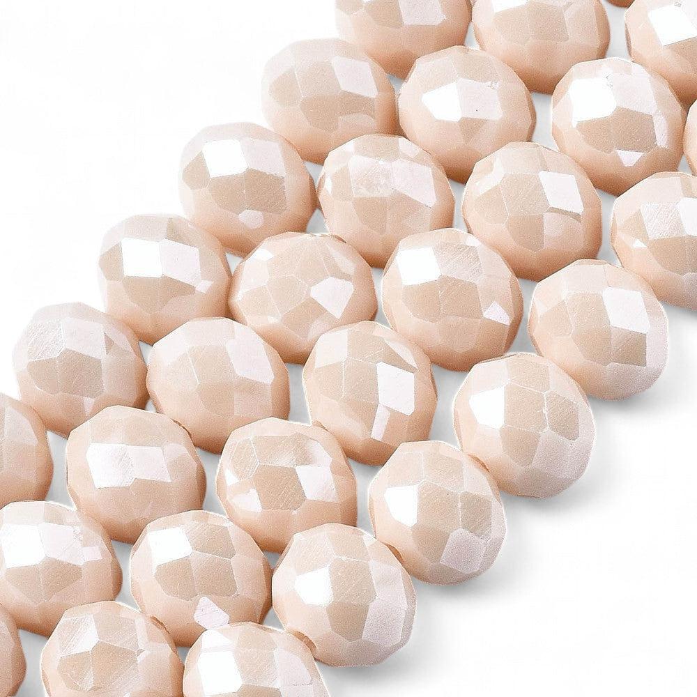 Facet light beige luster plated 4x3mm - ±100 stuks-Kralen-Kraaltjes van Renate