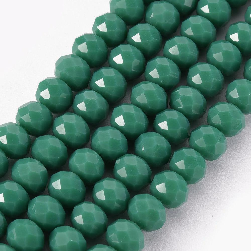 Facet opaque solid see green 8x6mm - ±60 stuks-Kralen-Kraaltjes van Renate