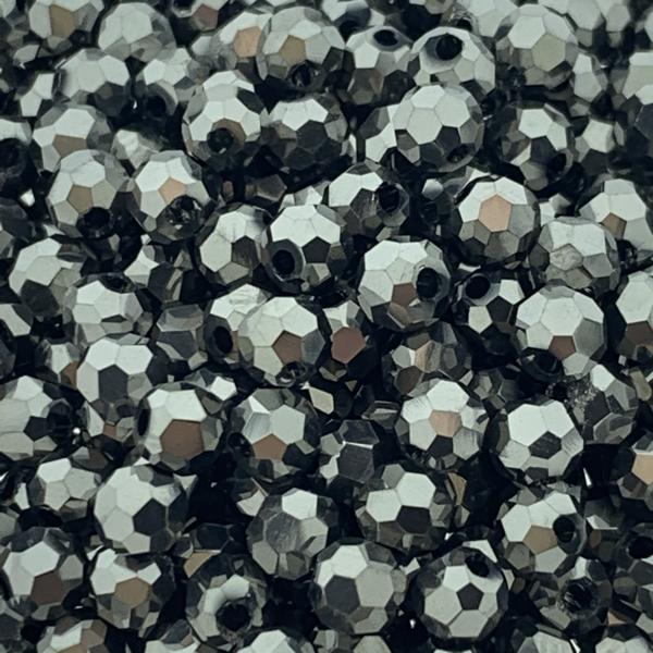 Facet rond Metallic Zilver 4mm - 50 stuks-Kraaltjes van Renate