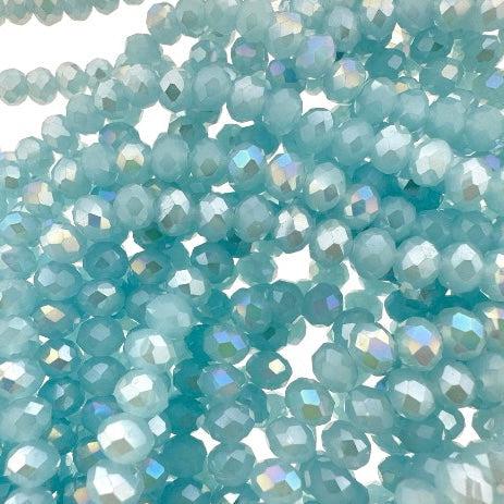 Facet rondel AB turquoise electroplate 6x5mm - ±90 stuks-Kralen-Kraaltjes van Renate
