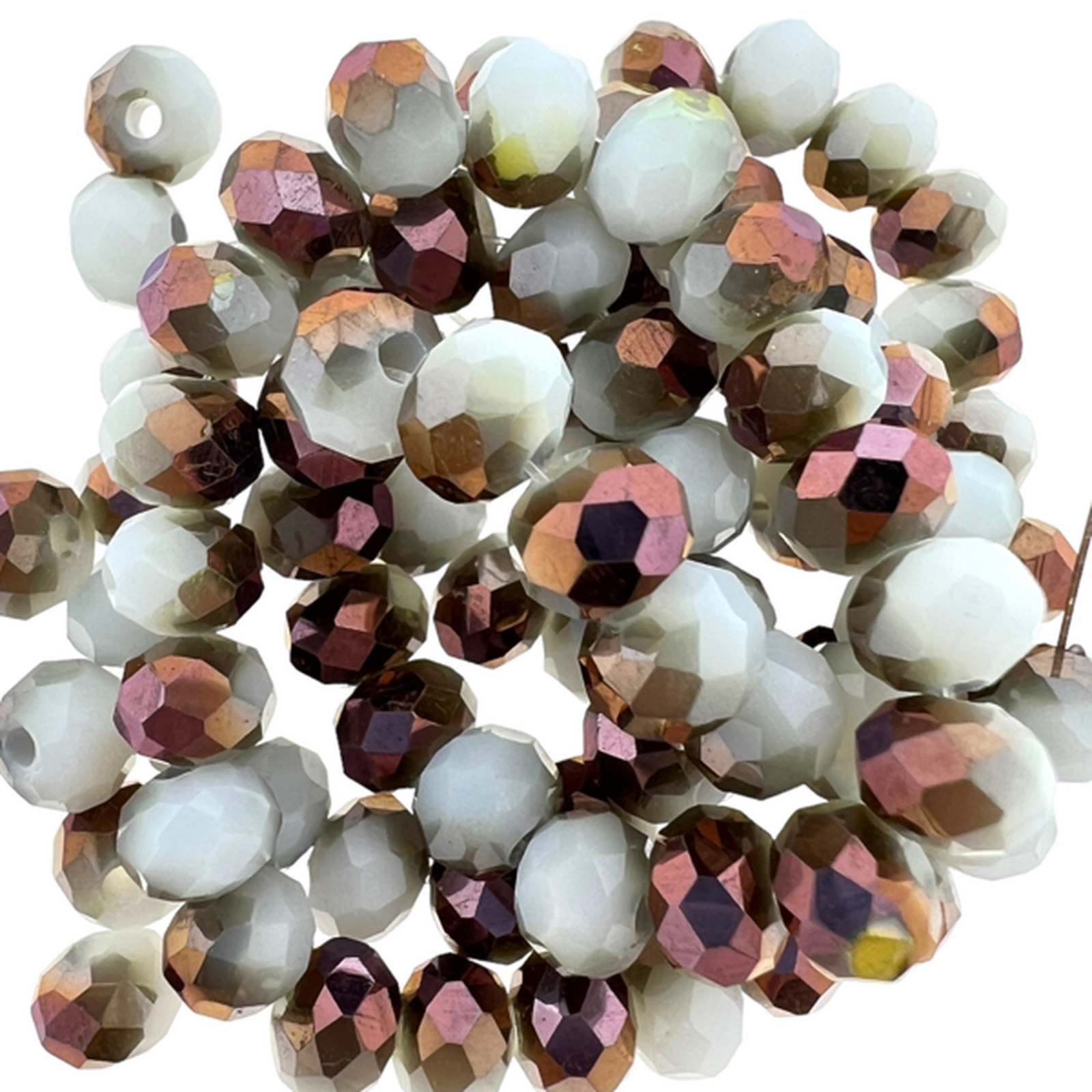 Facet rondel Copper Plated White 6x5mm - 80 stuks-Kralen-Kraaltjes van Renate