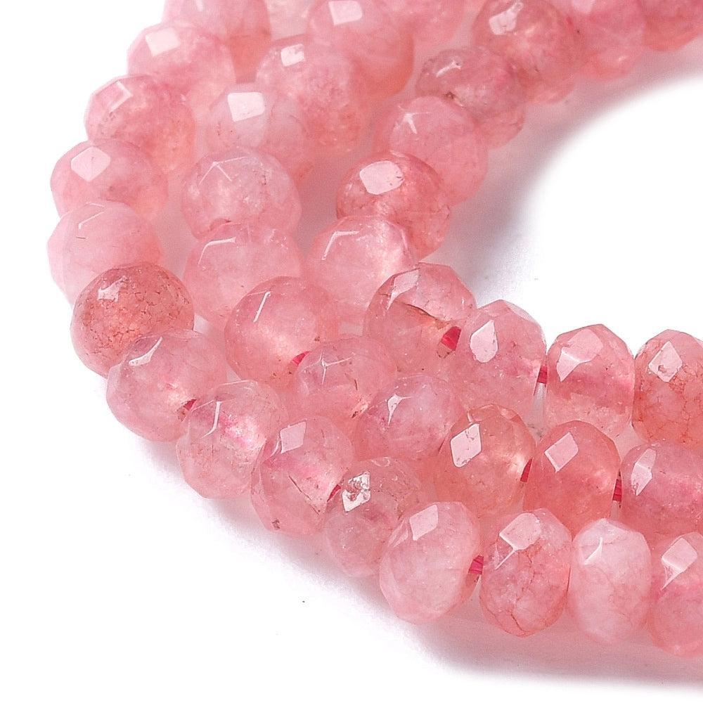 Facet rondel Hot Pink 4mm - ±28 stuks-Kralen-Kraaltjes van Renate