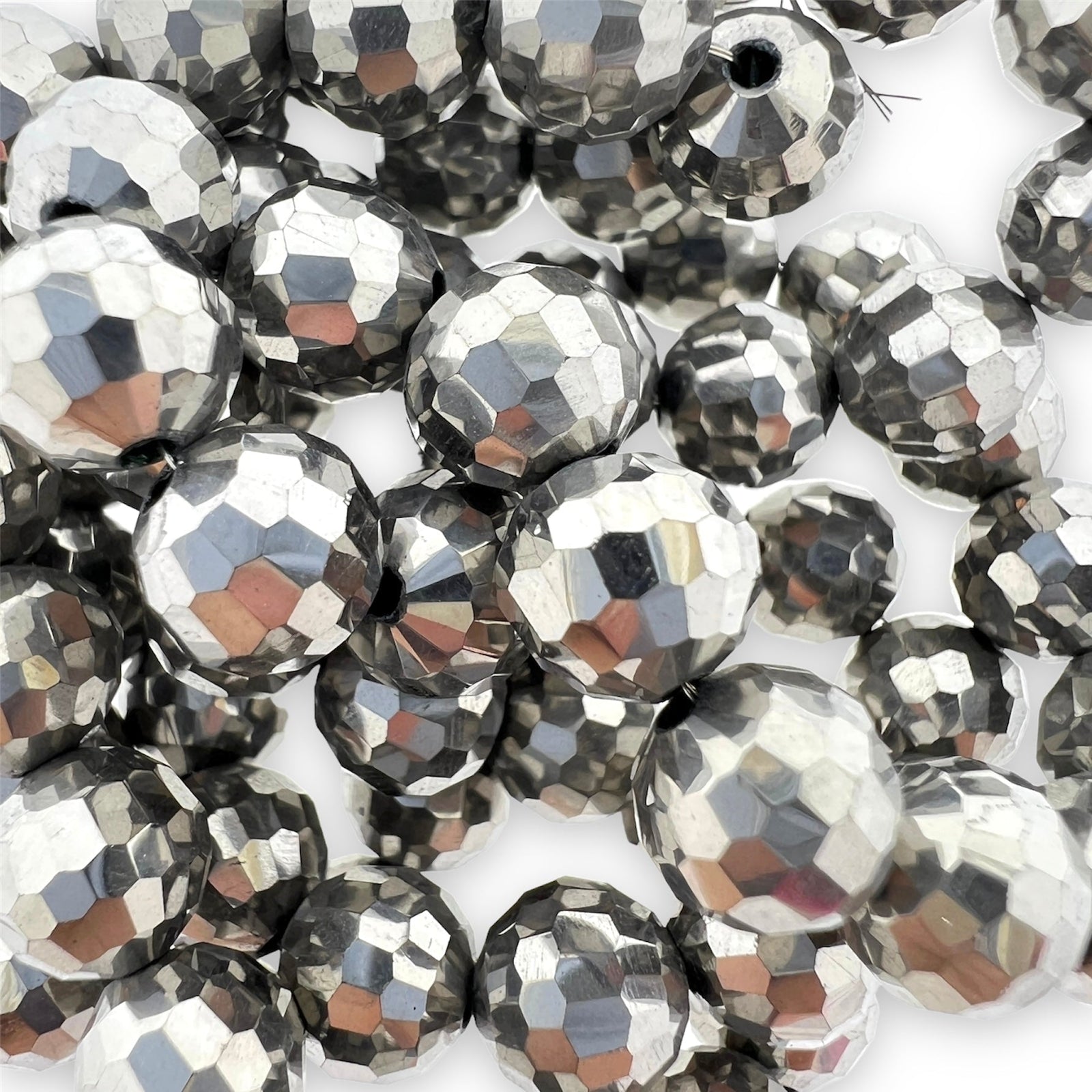 Facet rondel Metallic zilver 8mm - 70 stuks-Kralen-Kraaltjes van Renate