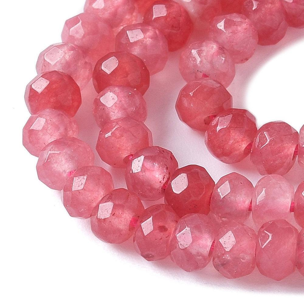 Facet rondel Roze 4mm - ±28 stuks-Kralen-Kraaltjes van Renate