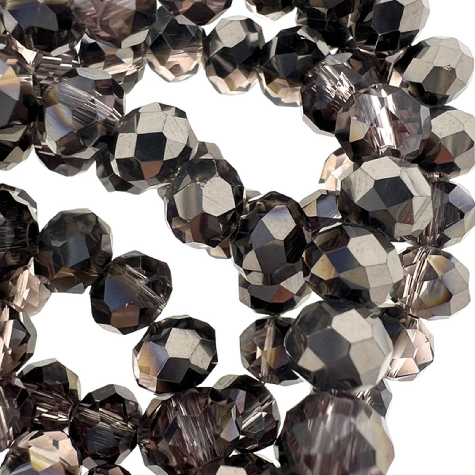 Facet rondel Zwart & Coconut plated 6x5mm - 80 stuks-Kralen-Kraaltjes van Renate