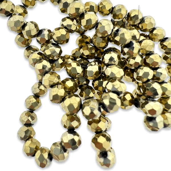 Facet rondel antique gold 4mm - ±130 stuks-Kralen-Kraaltjes van Renate