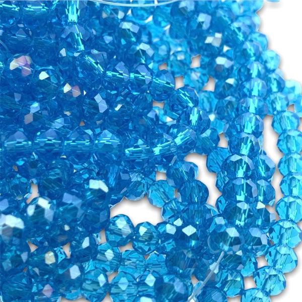 Facet rondel blauw transparant AB glans 6x4mm - 90 stuks-Kralen-Kraaltjes van Renate