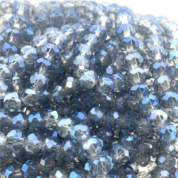 Facet rondel blauw transparant AB glans 6x4mm - 90 stuks-Kralen-Kraaltjes van Renate