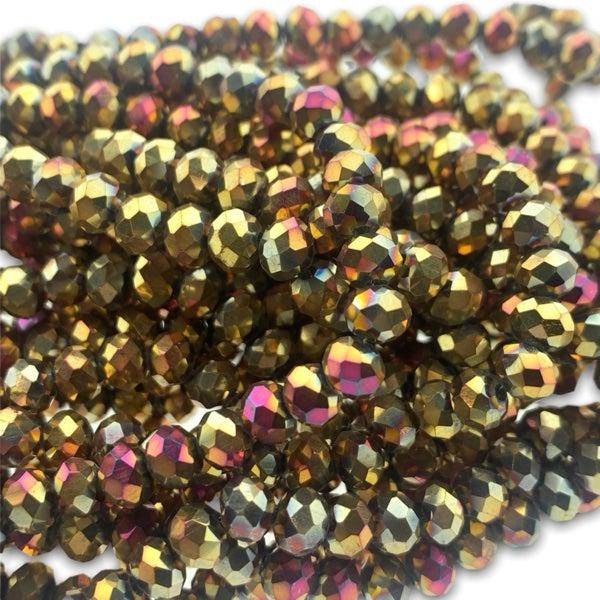 Facet rondel bruin AB glans 6x4mm - 90 stuks-Kralen-Kraaltjes van Renate