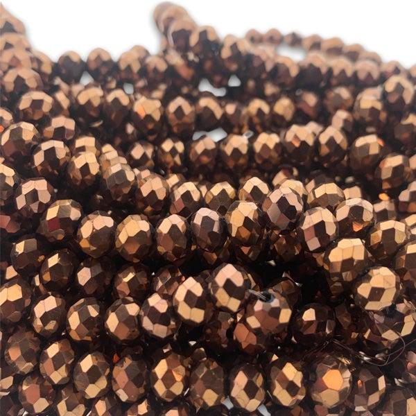 Facet rondel bruin glans 6x4mm - 90 stuks-Kralen-Kraaltjes van Renate