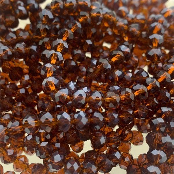 Facet rondel bruin glans 6x4mm - 90 stuks-Kralen-Kraaltjes van Renate