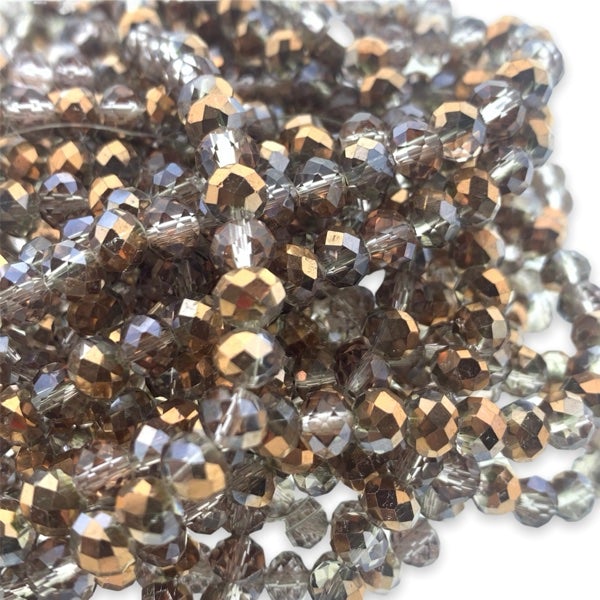 Facet rondel bruin transparant AB glans 6x4mm - 90 stuks-Kralen-Kraaltjes van Renate