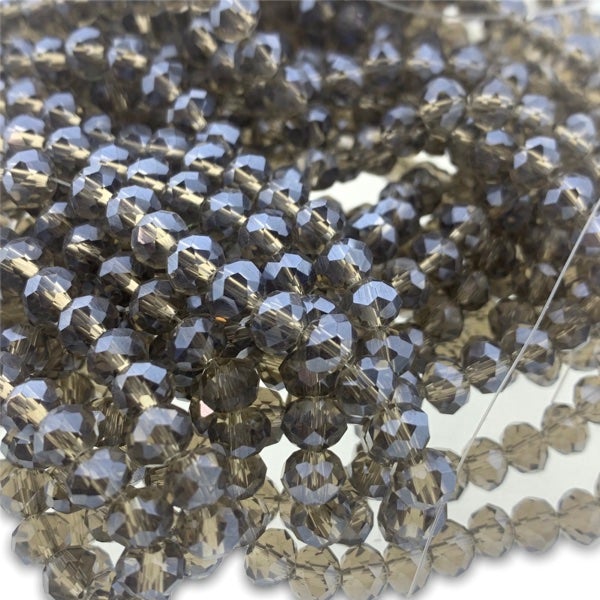 Facet rondel bruin transparant glans 6x4mm - 90 stuks-Kralen-Kraaltjes van Renate