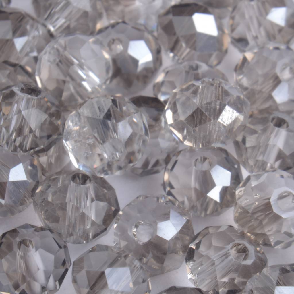 Facet rondel crystal grey shine 6x4mm - 45 stuks-Kraaltjes van Renate
