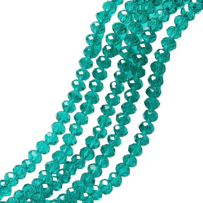 Facet rondel dark cyan 4x3mm - ±125 stuks-Kralen-Kraaltjes van Renate