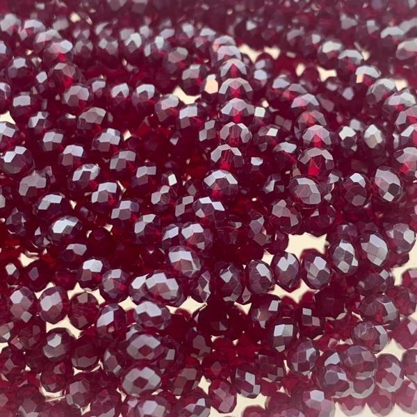 Facet rondel dark red 4x3mm - ±130 stuks-Kralen-Kraaltjes van Renate