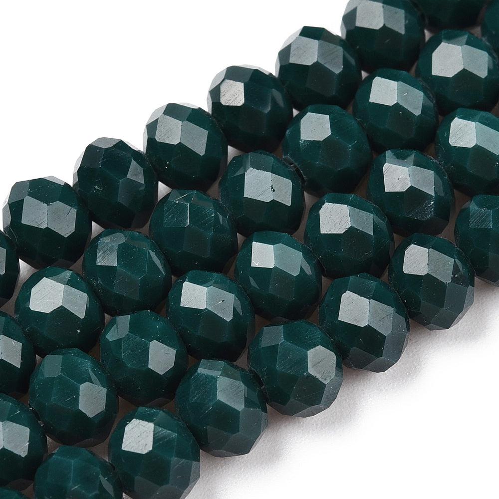 Facet rondel dark slate green 6x5mm- per ±85 stuks-Kralen-Kraaltjes van Renate