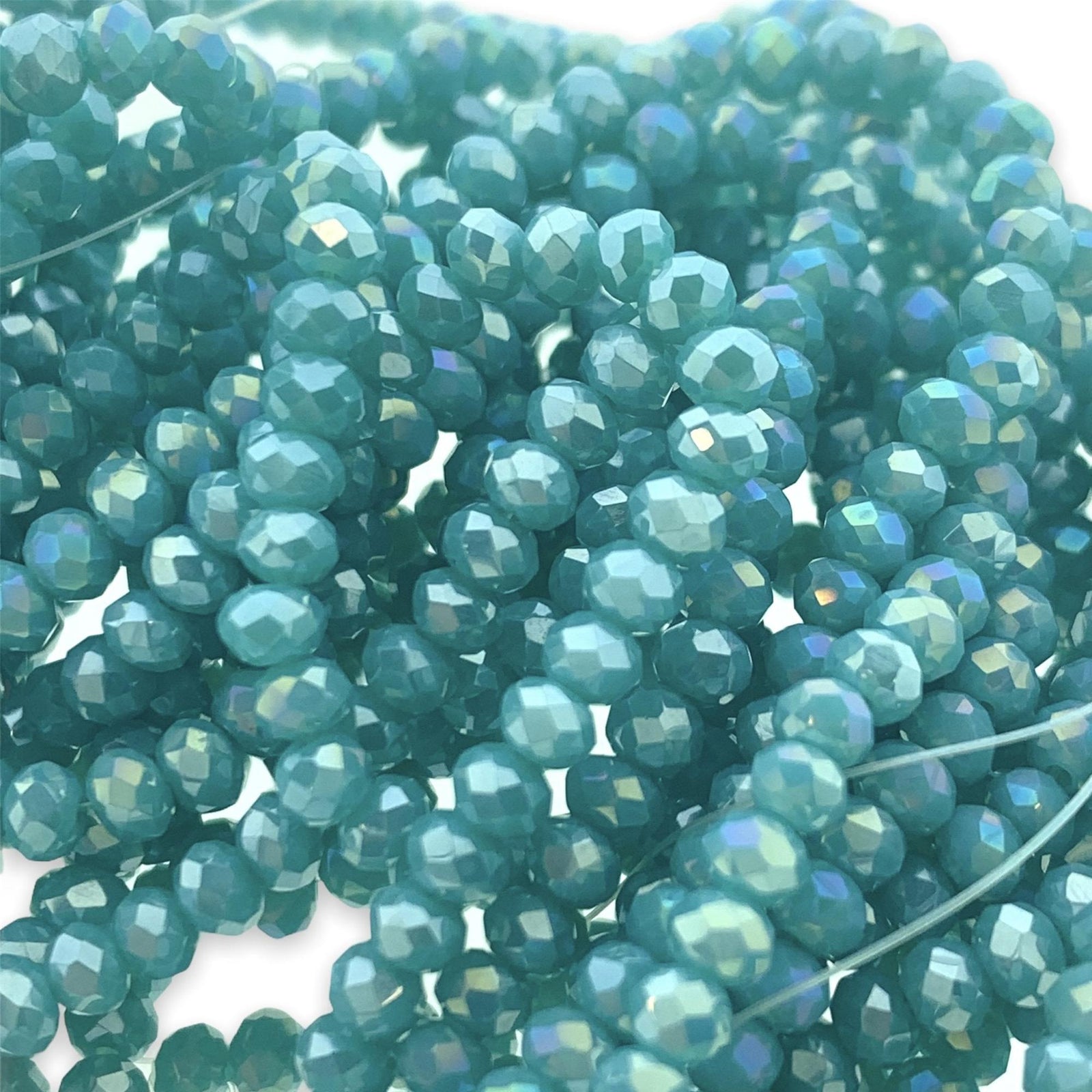 Facet rondel dark turquoise 3x2mm - ±130 stuks-Kralen-Kraaltjes van Renate